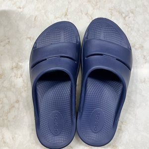 Oofos Navy Blue Slides